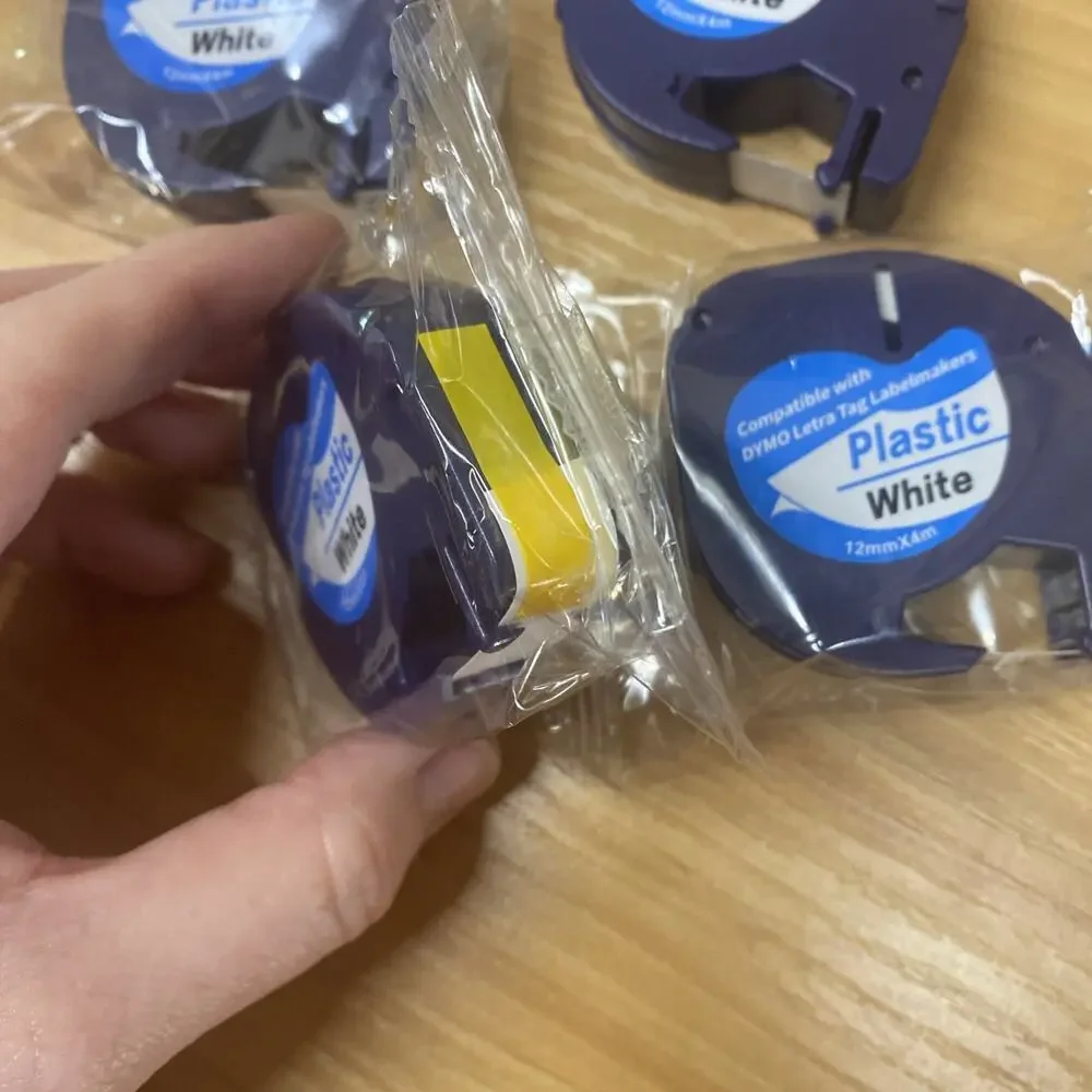 4x For DYMO LetraTag LT100H LT100T 91331 Plastic White Refills Label Tape 1/2in